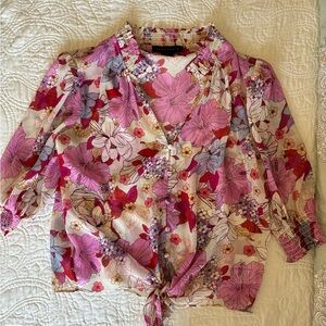 Sanctuary Floral Blouse - Pink and Purple
